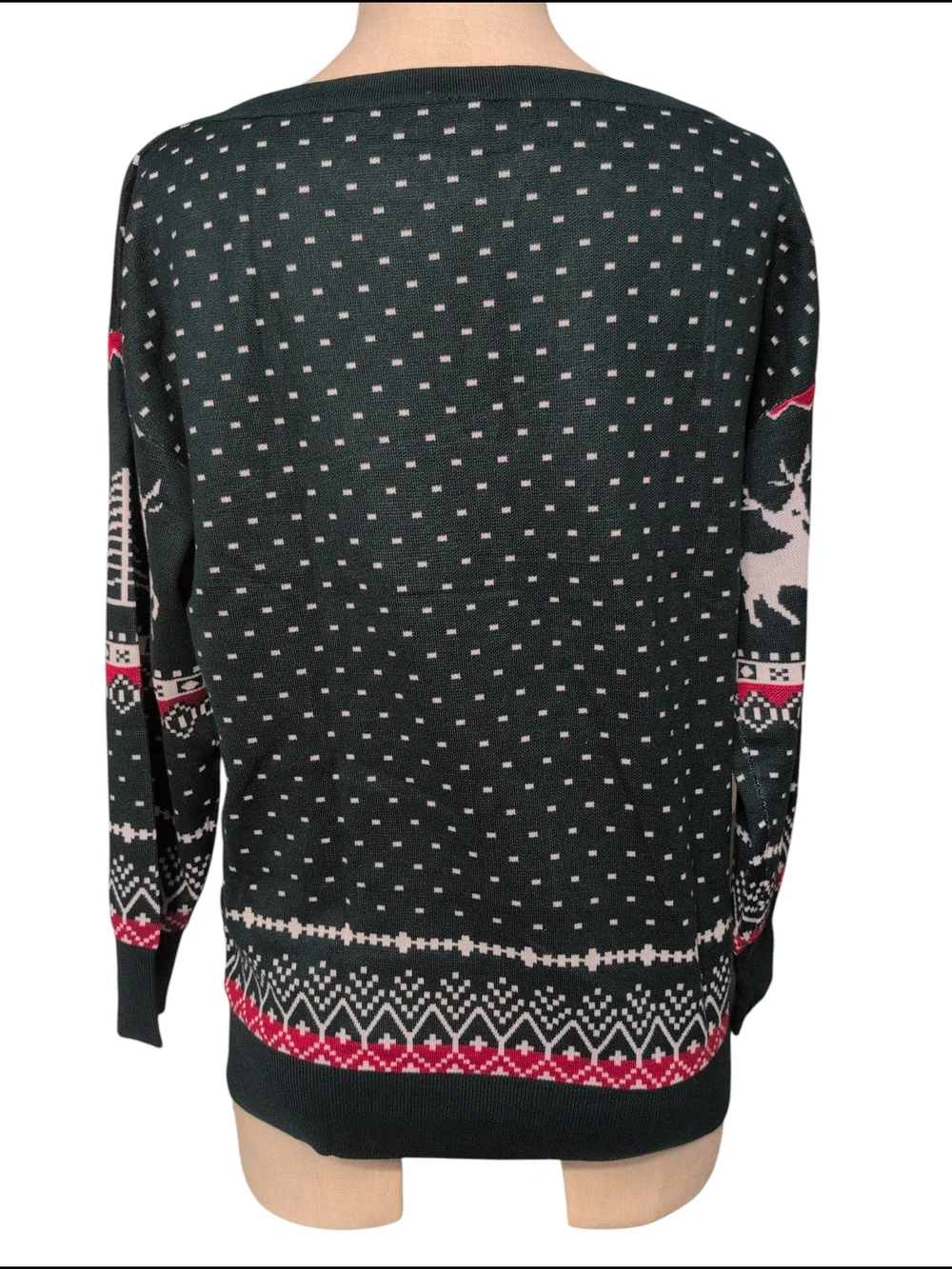 Nwt Asklazy Green Reindeer Fair Isle Sweater Stretch Casual Travel Medium